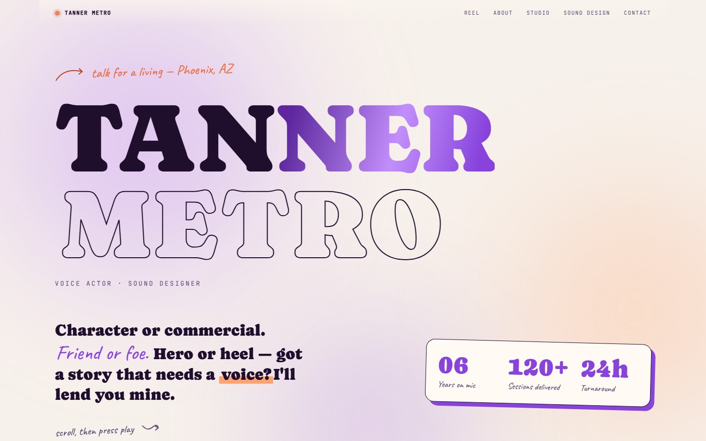Tanner Metro - Voice Actor & Sound Designer